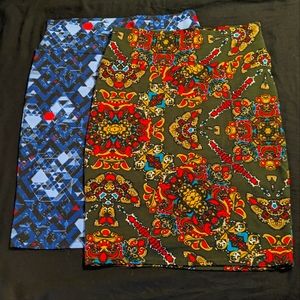 LuLaRoe Lot of 2 Cassie Pencil Pattern ✏️ Skirts Sz Large